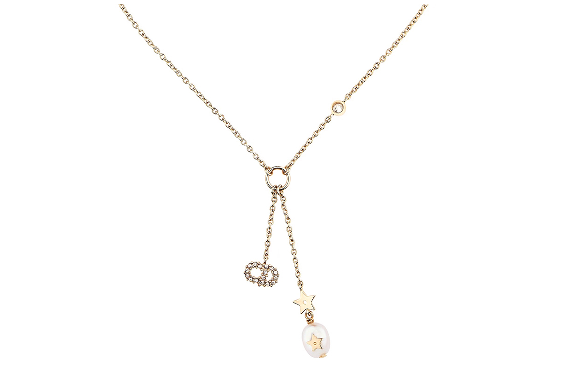 (Women) DIOR CD White Crystal Pearl Embellished Necklace for Women - Gold Luxury Fashion N0858SYDCY-D301 圖 2