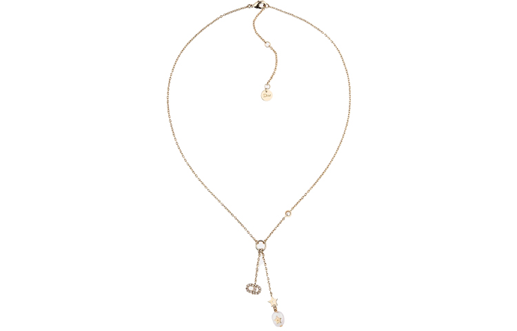 (Women) DIOR CD White Crystal Pearl Embellished Necklace for Women - Gold Luxury Fashion N0858SYDCY-D301 圖 3