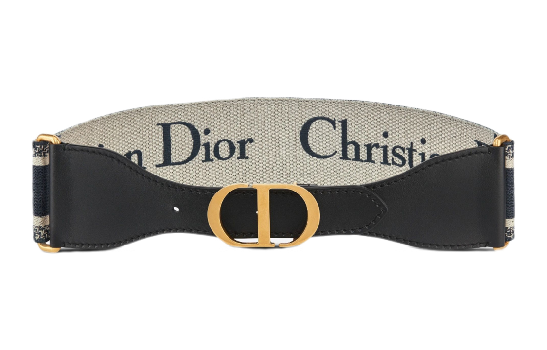 (Women) Dior Christian Dior Belt Black/Beige Monogram CD Buckle 6.5cm Width. B0003CBTE-M928
