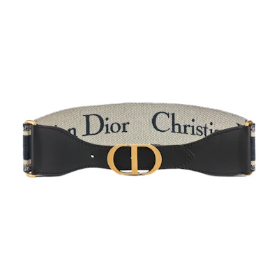 (Women) Dior Christian Dior Belt Black/Beige Monogram CD Buckle 6.5cm Width. B0003CBTE-M928