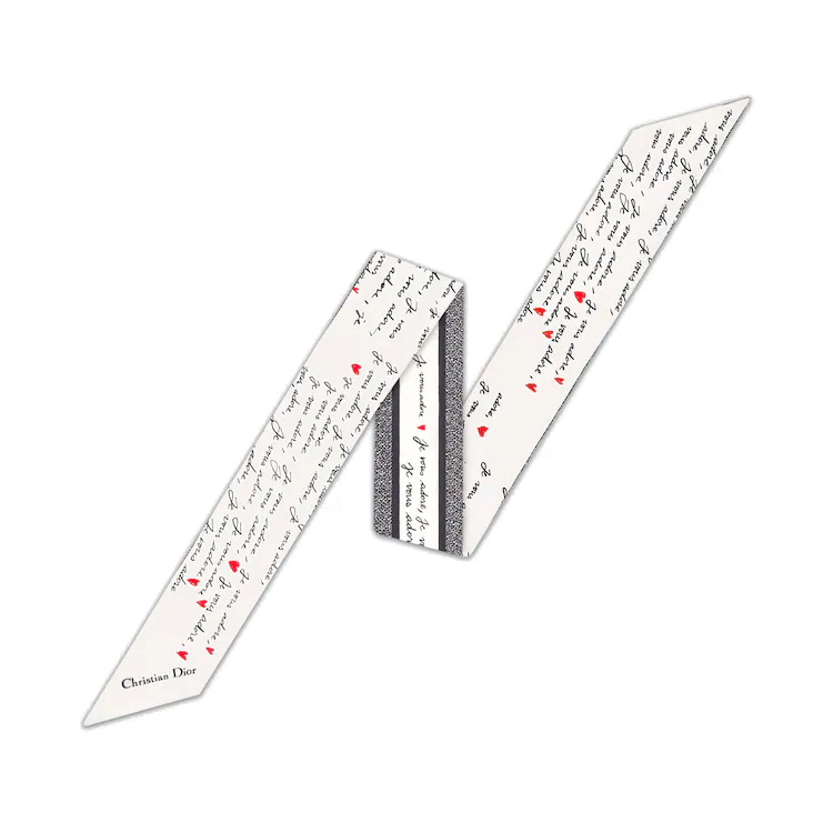 (Women) DIOR Christian Dior Logo Contrast Jacquard Silk Scarf Women White Limited Edition 45ADO106I608_C089