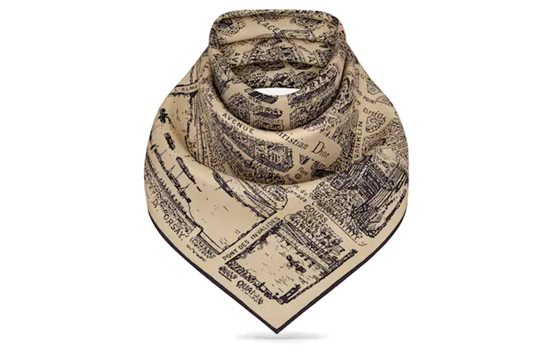 Lookbook (W) Dior Christian Dior 經典標誌印花圍巾 米色/黑色 女士配件 35PAR055I609-C107