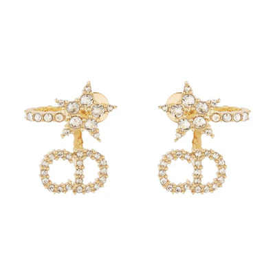 (Women) DIOR Gold Brass Zircon Crystal Earrings E1099CDLCY-D301