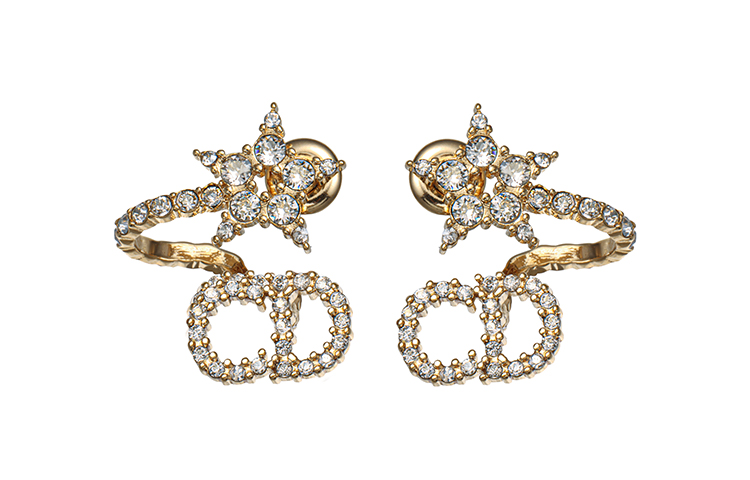 Shop (W) 迪奥Clair D Lune金色水晶耳环女款附礼盒/礼袋。 E1099CDLCY-D301