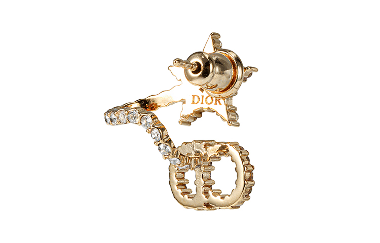 Sizing (W) 迪奥Clair D Lune金色水晶耳环女款附礼盒/礼袋。 E1099CDLCY-D301