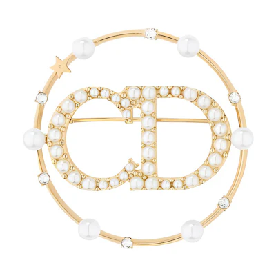 (Women) Dior Clair D Lune Gold Plated Round Bead Brooch for Women Gold V0412CDLRS-D301
