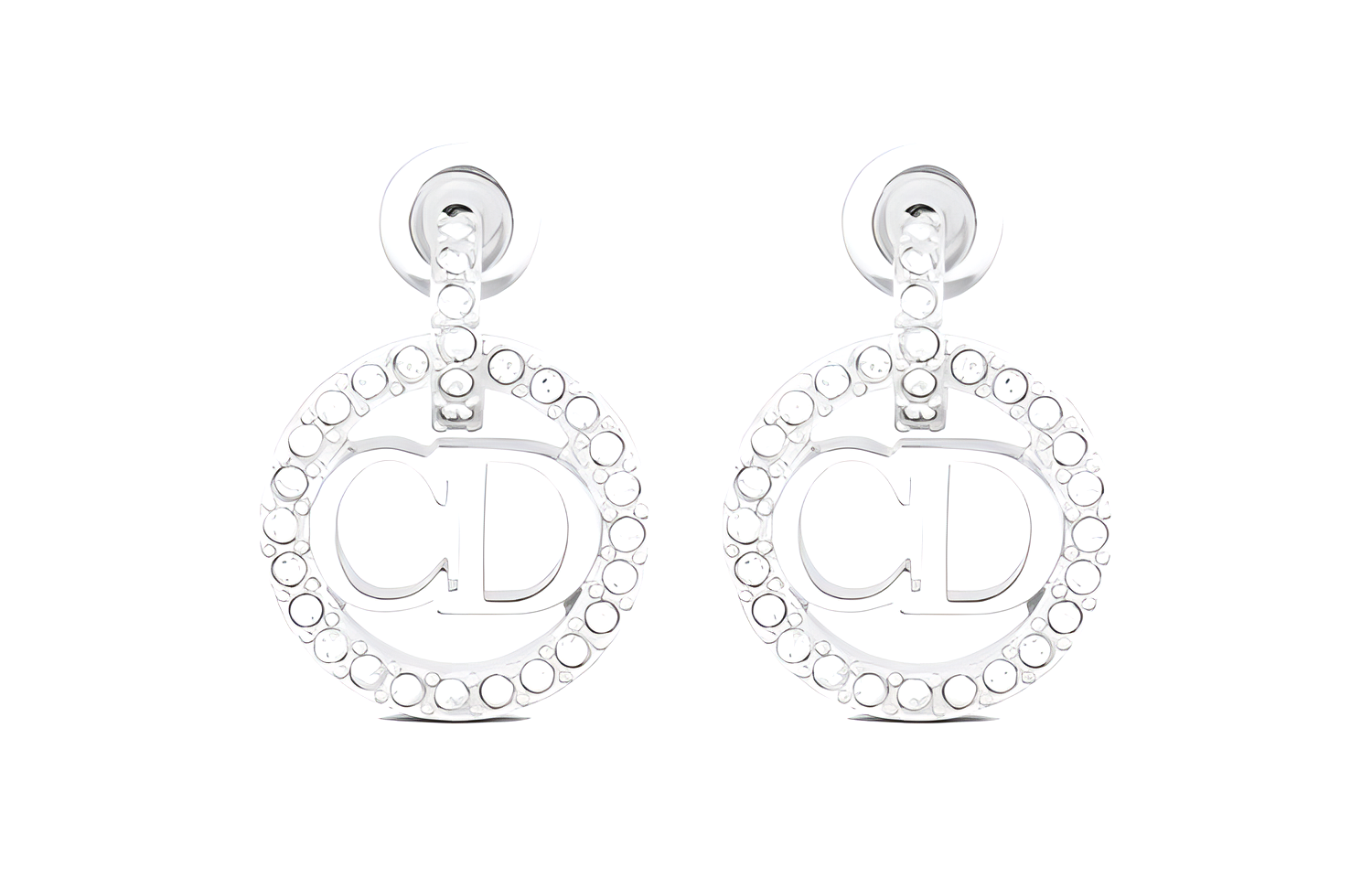 (Women) Dior Clair D Lune Silver Earrings with Faux Crystal for Women. E1911CDLCY-D13S