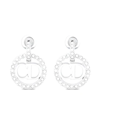 (Women) Dior Clair D Lune Silver Earrings with Faux Crystal for Women. E1911CDLCY-D13S