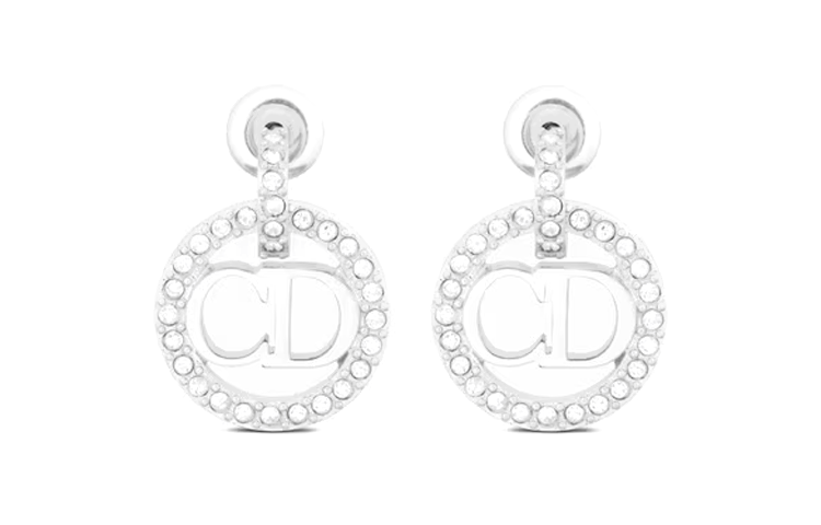 Order (W) 迪奥Clair D Lune女士银色仿水晶耳环 E1911CDLCY-D13S