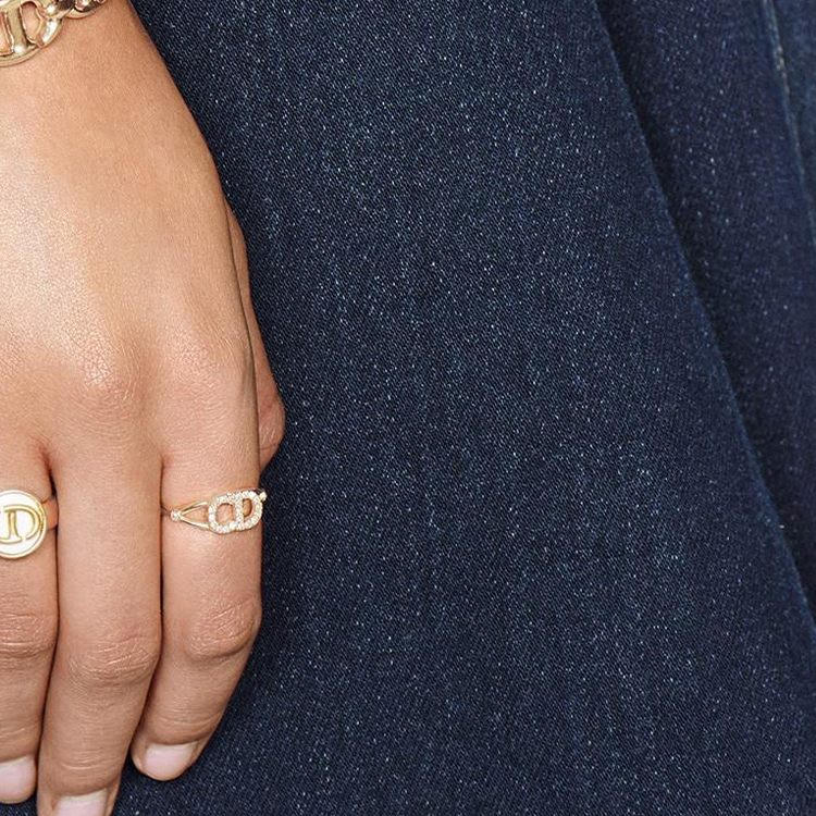 Lookbook (W) DIOR Clair D Lune白色仿水晶金属戒指女士款 R1137CDLCYD301