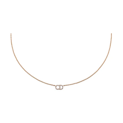 (Women) Dior CD Necklace Series Brass Crystal Letter Logo Gold Necklace N0717CDLCY-D301