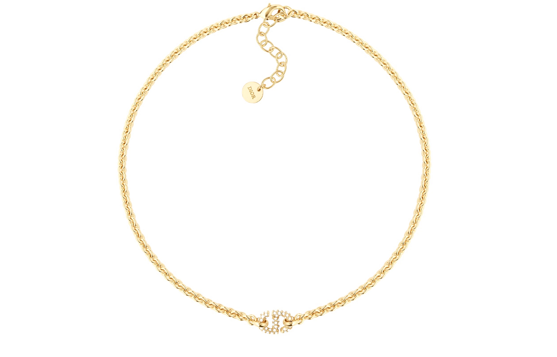 (Women) Dior Classic CD Necklace Gold with White Faux Crystal Decor for Women. N1451CDNCY-D301