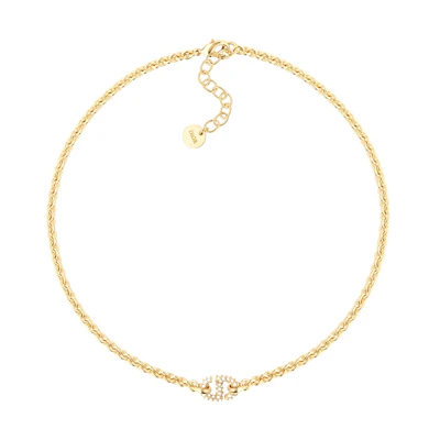 (Women) Dior Classic CD Necklace Gold with White Faux Crystal Decor for Women. N1451CDNCY-D301