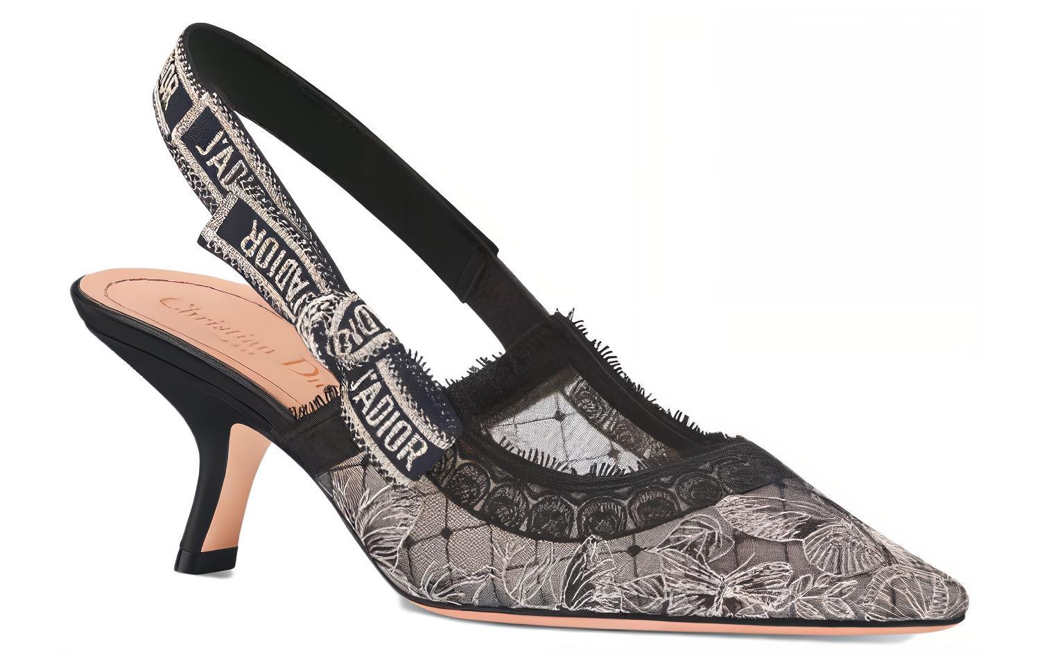 Lookbook (W) Dior Sepatu Hak Tinggi Runcing Katun 'Abu-Abu' KDV028BXT_S21X