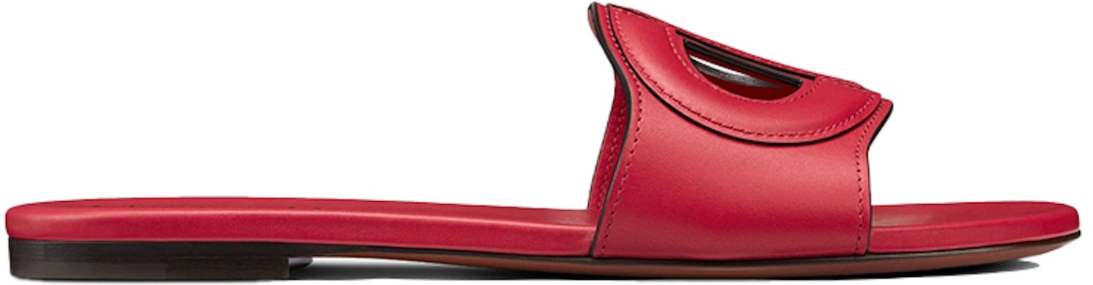 (W) Dior D-Club 红色小牛皮平底拖鞋 KCQ390VEA_S53P Order (W) Dior D-Club 红色小牛皮平底拖鞋 KCQ390VEA_S53P