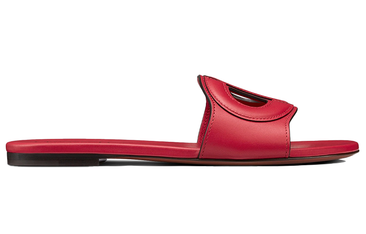 Order (W) Dior D-Club Ciabatte Piatte ''Pelle di Vitello Rossa'' KCQ390VEA_S53P