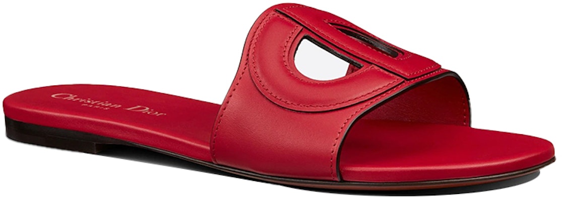 (W) Dior D-Club 红色小牛皮平底拖鞋 KCQ390VEA_S53P Lookbook (W) Dior D-Club 红色小牛皮平底拖鞋 KCQ390VEA_S53P