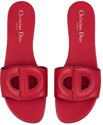 (W) Dior D-Club 红色小牛皮平底拖鞋 KCQ390VEA_S53P Shop (W) Dior D-Club 红色小牛皮平底拖鞋 KCQ390VEA_S53P