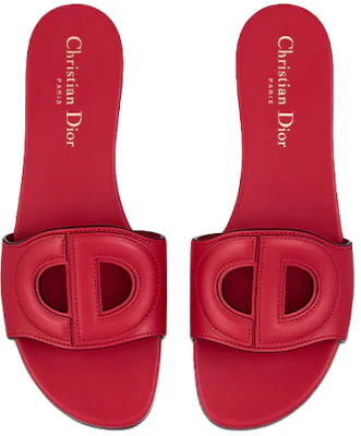 (W) Dior D-Club Ciabatte Piatte ''Pelle di Vitello Rossa'' KCQ390VEA_S53P Shop (W) Dior D-Club Ciabatte Piatte ''Pelle di Vitello Rossa'' KCQ390VEA_S53P