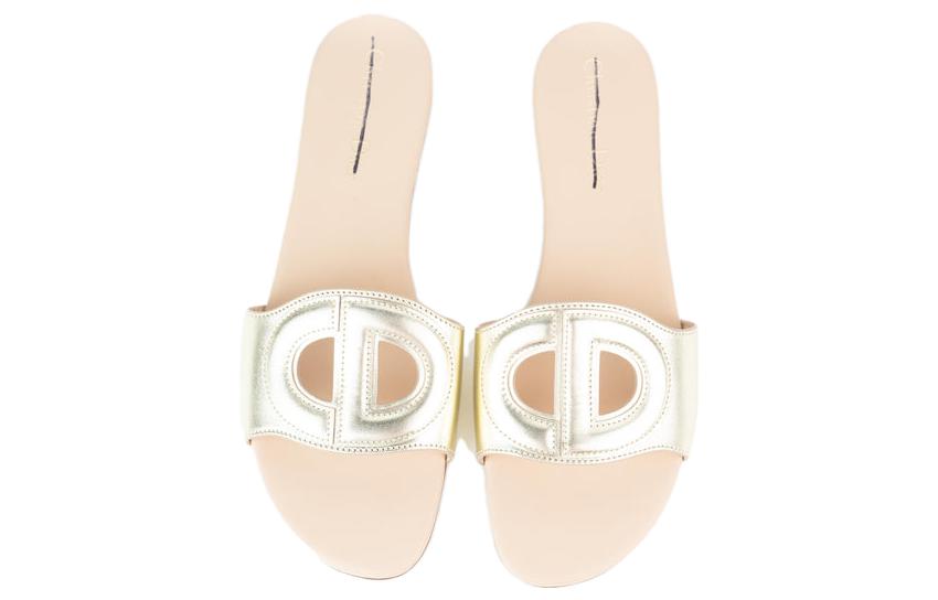 Lookbook (W) Dior D-Club Leren Slipper ''Goud'' KCQ390LNC_S71K