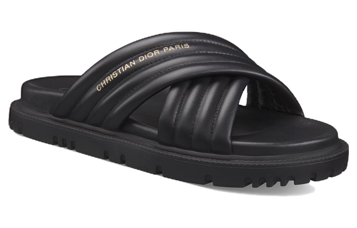 Order (W) Dior D-Cross Sandalia de Cuero 'Negro' KCQ922LAB_S900