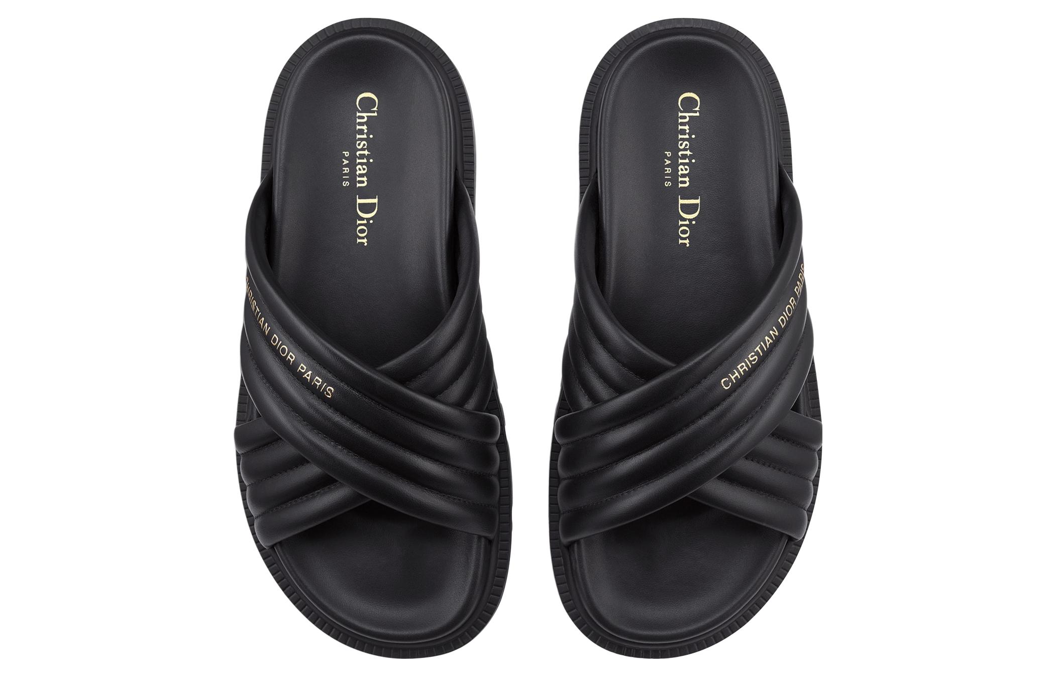 Shop (W) Dior D-Cross Sandalia de Cuero 'Negro' KCQ922LAB_S900