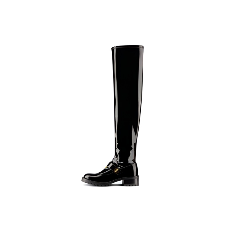 (Women) Dior D-Doll CD 'Black Cozy Signature Casual Chunky High-Top Boot' KCI697KCP_S20X
