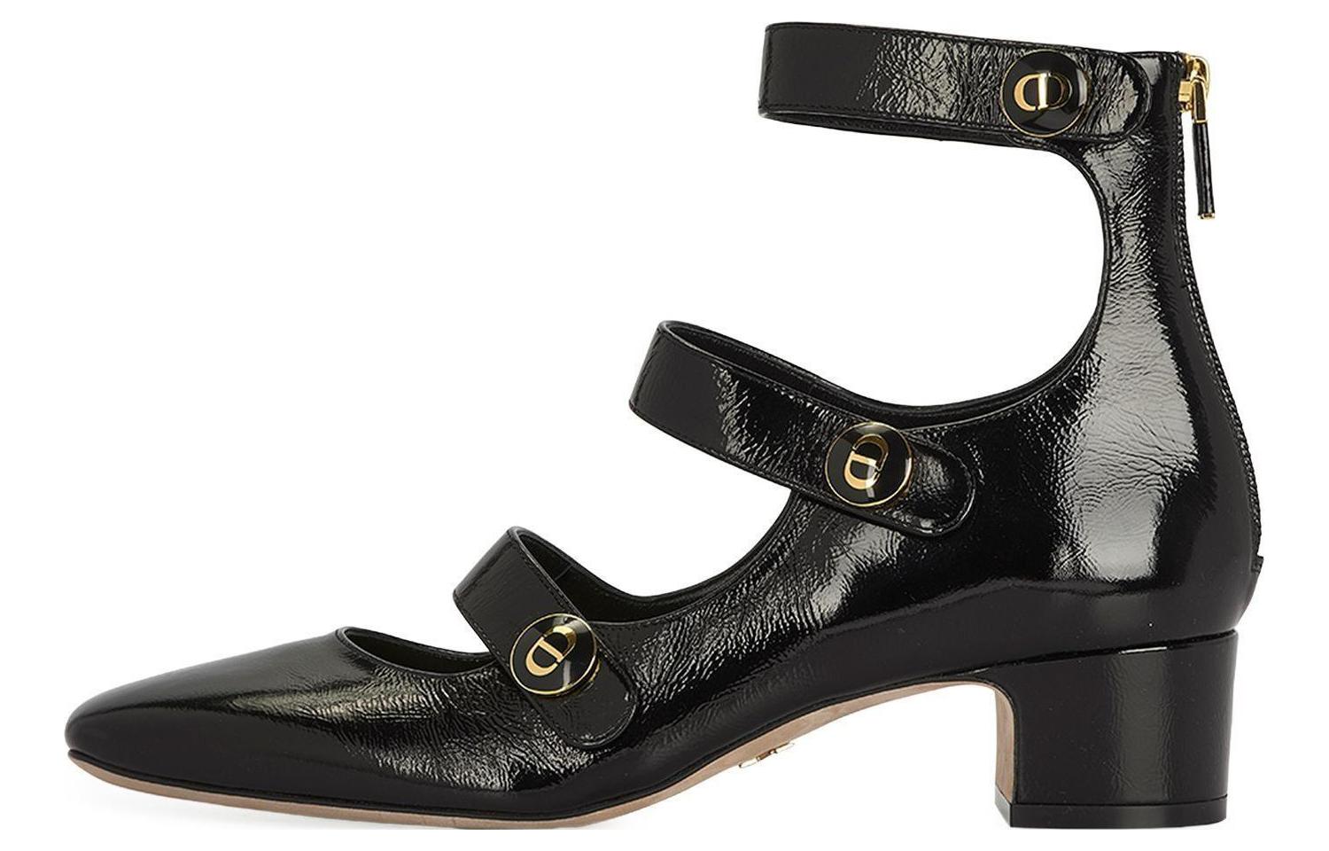 (Women) Dior D-Doll Leather Mid-Heel 'Black' KDP912CCF_S900