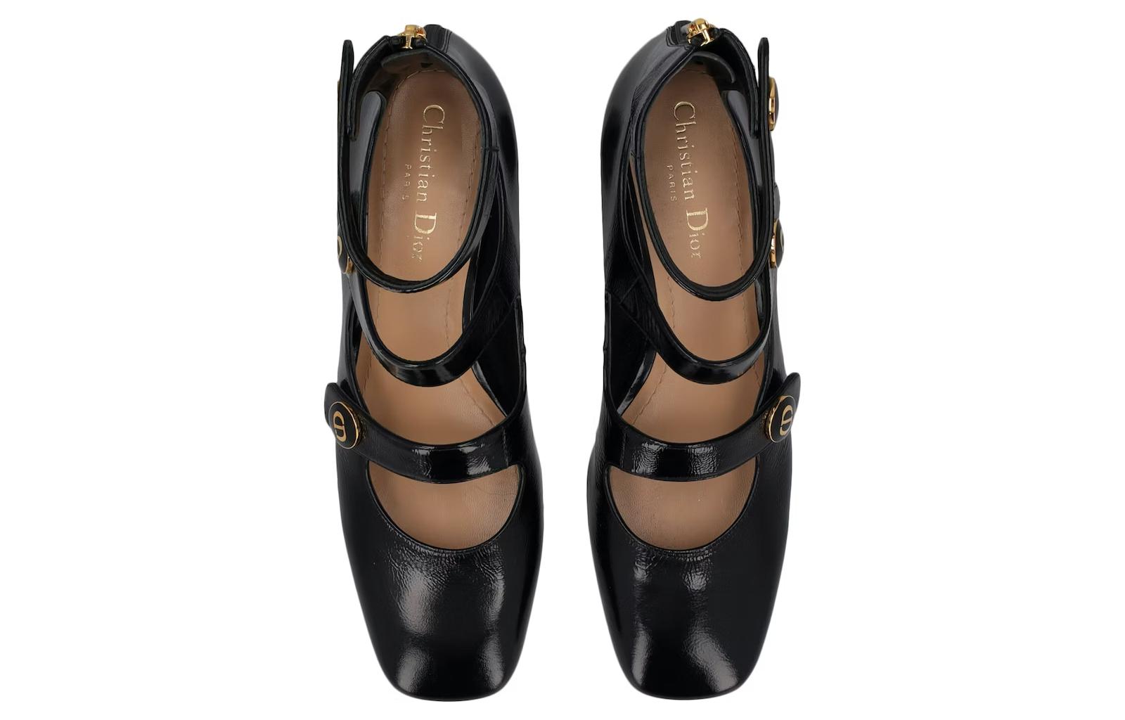 Shop (Women) Dior D-Doll Leather Mid-Heel 'Black' KDP912CCF_S900