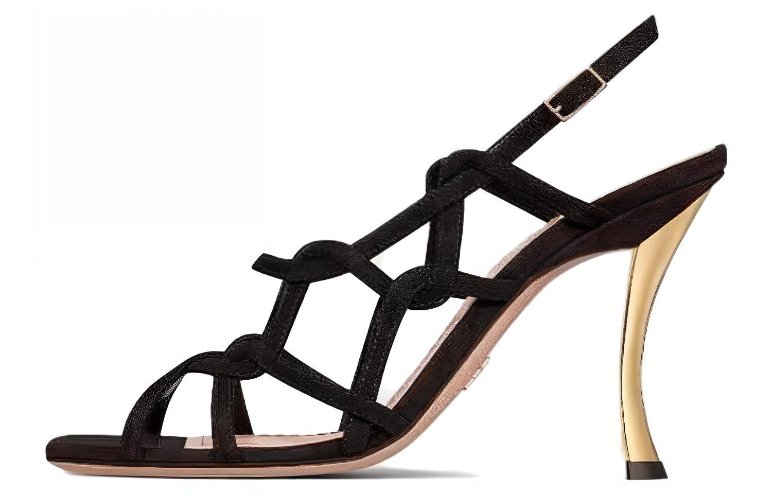 (Women) Dior D-Fame Black 'Velvet Buckle Square Toe Fashion Slide' KCQ777VVV_S900