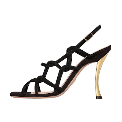 (W) Dior D-Fame Sandal 'Black Velvet Buckle'