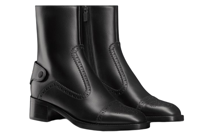 Lookbook Dior迪奧 D-Folk 牛皮革 徽標拉鍊 短靴 女款 黑色