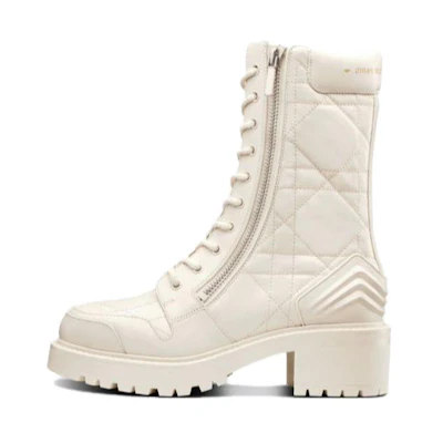 (W) Dior D-leader 'White Leather Fashion Boot'