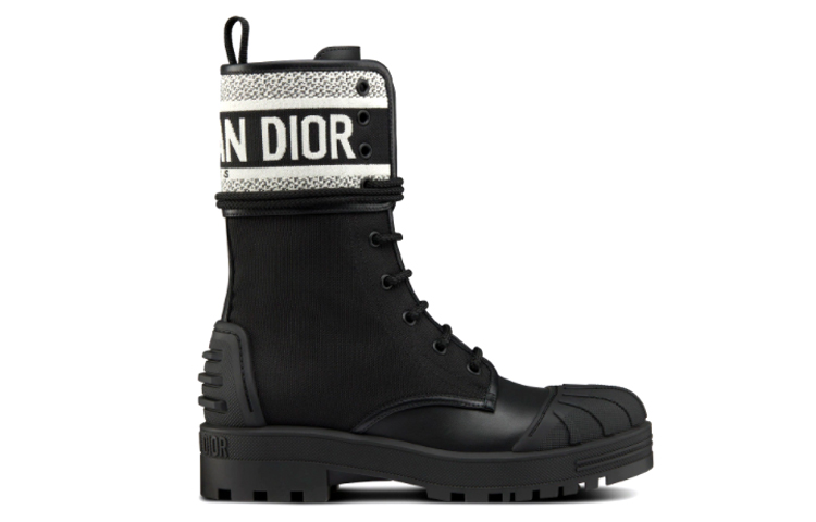 Order (W) Dior D-Major Negro 'Bota Tobillera de Tela Técnica Cuero con Bordado' KDI675SCR_S52X