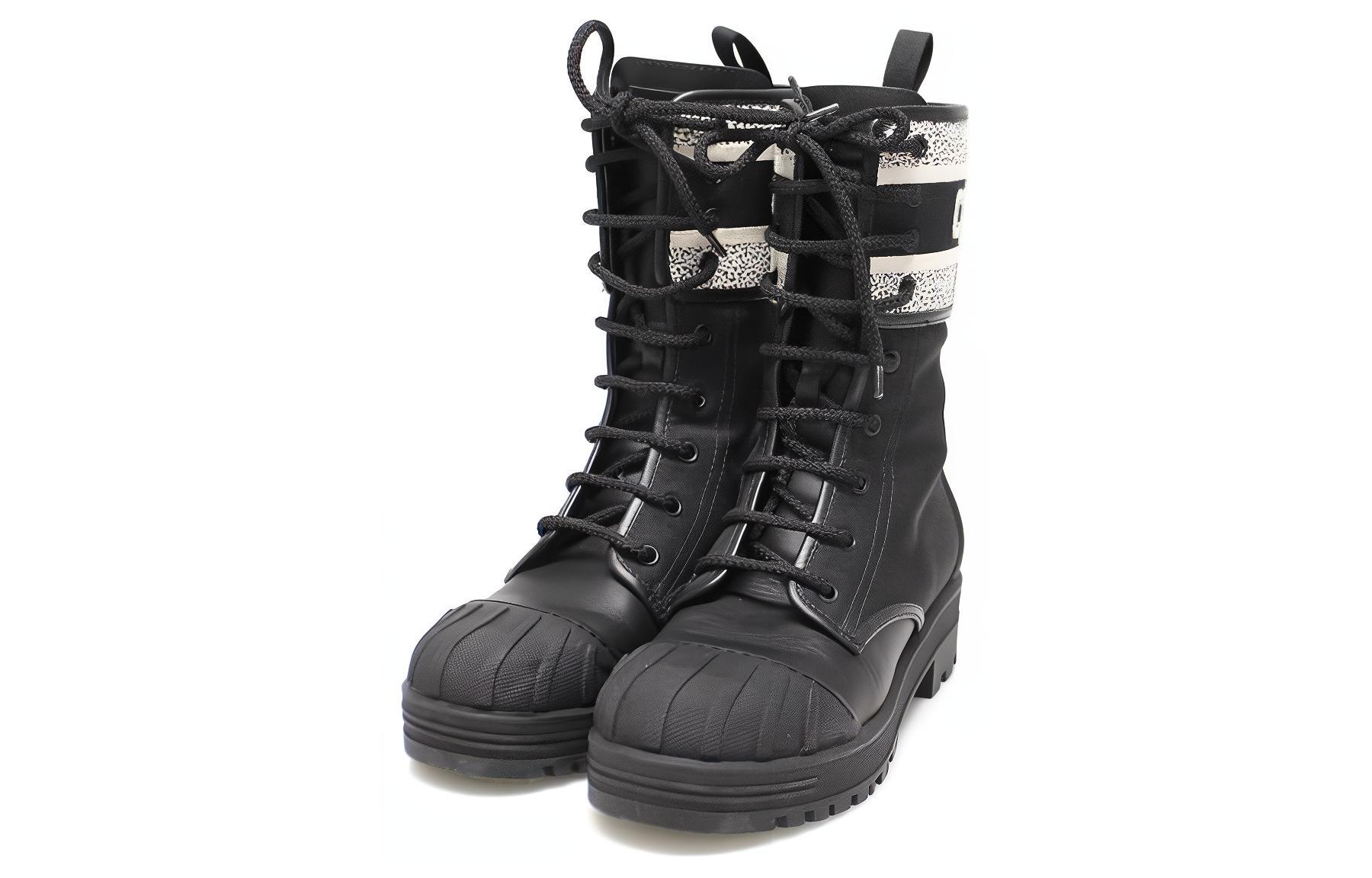 Lookbook (W) Dior D-Major Negro 'Bota Tobillera de Tela Técnica Cuero con Bordado' KDI675SCR_S52X