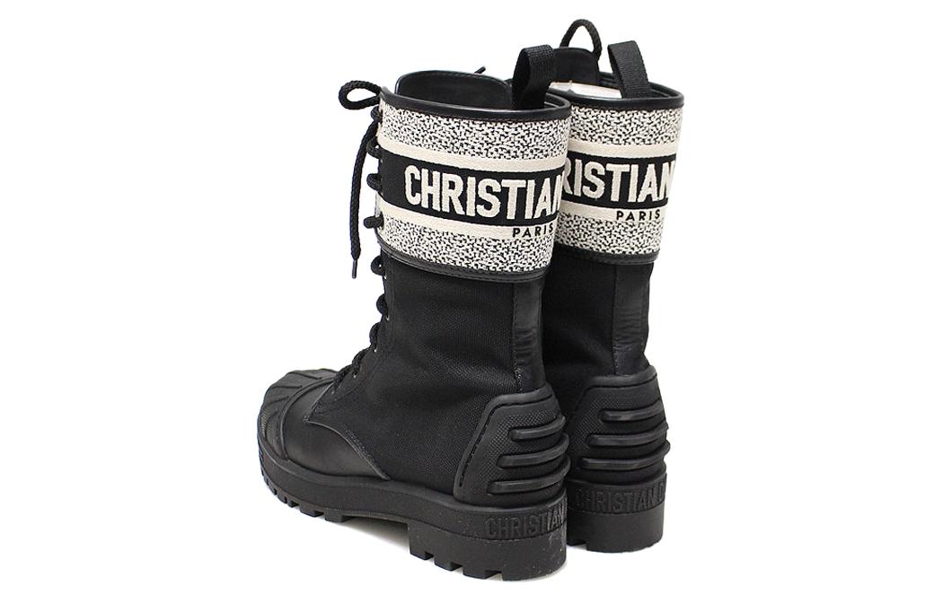 Shop (W) Dior D-Major Negro 'Bota Tobillera de Tela Técnica Cuero con Bordado' KDI675SCR_S52X