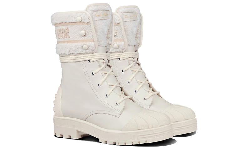 Lookbook DIOR 迪奧 D-Major 透氣保暖工藝布料和小牛皮中筒靴 女款 米白色
