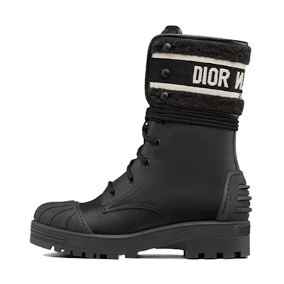 (W) Dior D-Major Mid-Top Boot 'Craft Fabric and Calfskin Black'