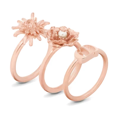 (Women) DIOR D-MILLEFIORI Pink Cornflower & Anemone Ring Set for Women. R1599WOMRS-D10W