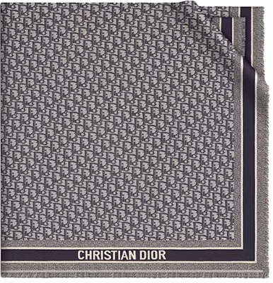 (W) 迪奥 D-Oblique 图案羊毛丝棉混纺深蓝色披肩 12DOB140I142-C540 Order (W) 迪奥 D-Oblique 图案羊毛丝棉混纺深蓝色披肩 12DOB140I142-C540