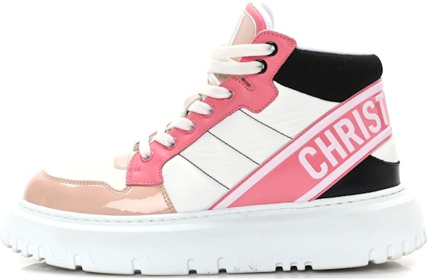 DIOR 迪奧 D-Player 牛皮革 高筒時尚板鞋 女款 粉白拼接 Buy DIOR 迪奧 D-Player 牛皮革 高筒時尚板鞋 女款 粉白拼接