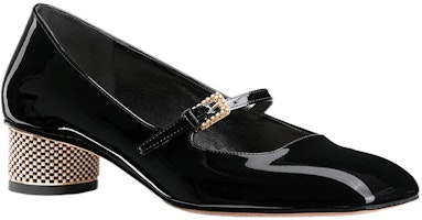 (W) Dior D-Shine Kulit Patent Tumit Blok Kasut Ballet Hujung Petak 'Hitam' KDB769PGP_S900 Order (W) Dior D-Shine Kulit Patent Tumit Blok Kasut Ballet Hujung Petak 'Hitam' KDB769PGP_S900