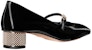 (W) Dior D-Shine Kulit Patent Tumit Blok Kasut Ballet Hujung Petak 'Hitam' KDB769PGP_S900