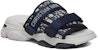 (W) Sandal Rata Dior D-Wander 'Cetakan Biru Gelap' KCQ351OBY_S56B