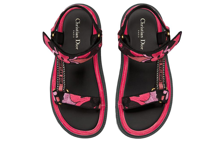 Shop (W) Dior D-Wave 'Logo Hitam Merah Jambu Velcro' KCQ903COM_S67P