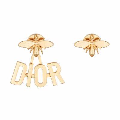 (Women) DIOR Dio(r)evolution Asymmetrical Bee Logo Metal Earrings Women Gold. E2013WOMMT_D300