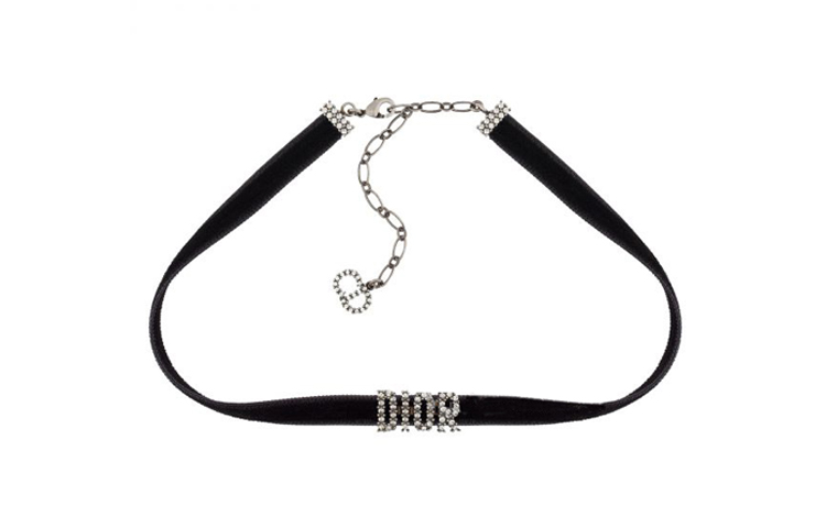 Order (Women) Dior Dio(r)evolution Palladium-Plated Velvet Crystal Necklace Black N0682DVOCY-942