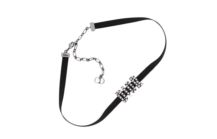 Lookbook (Women) Dior Dio(r)evolution Palladium-Plated Velvet Crystal Necklace Black N0682DVOCY-942
