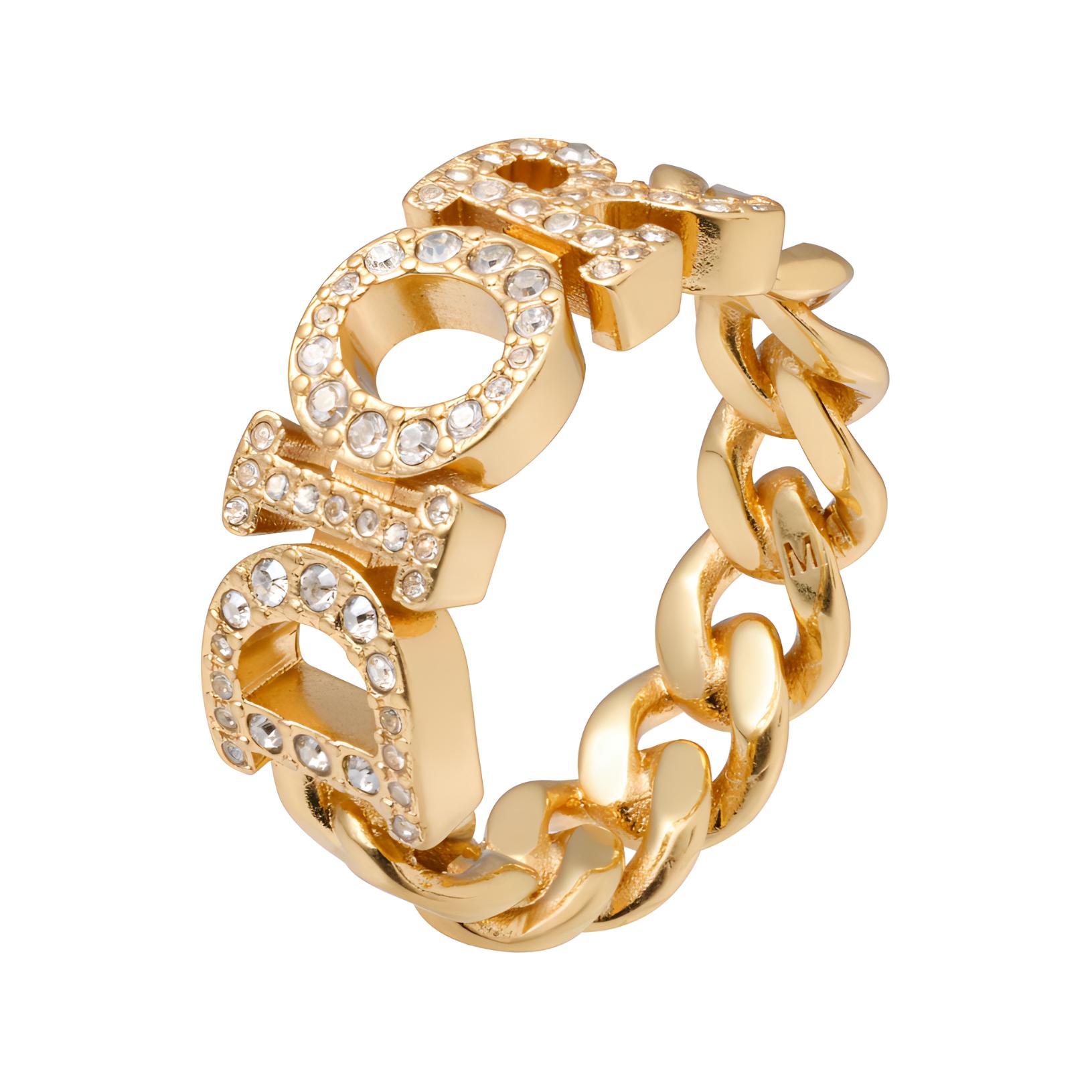 (Women) DIOR DIO(R)EVOLUTION White Crystal Logo Metal Ring. R1140DVOCYD301