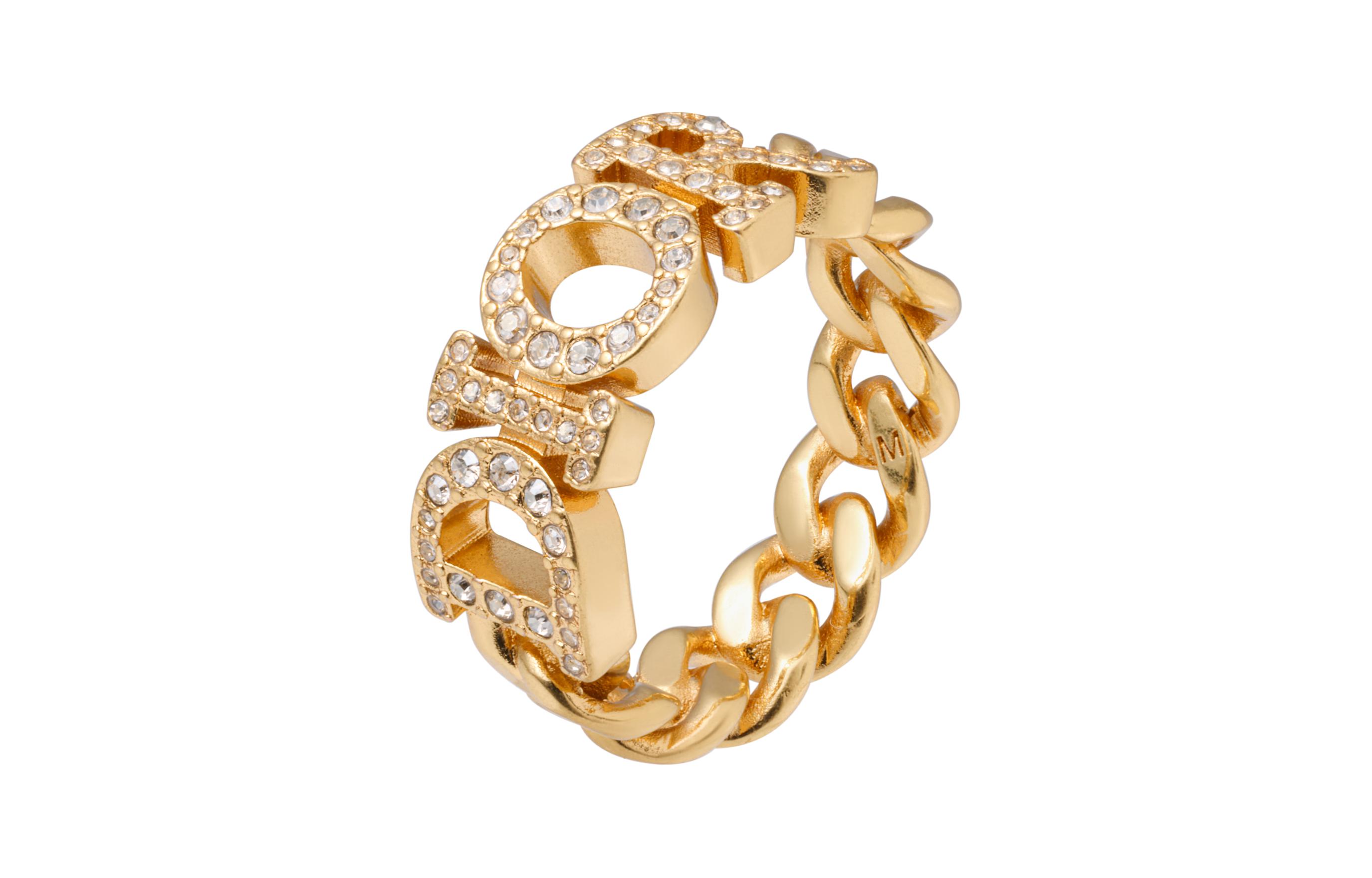 Order (W) 디올 디오레볼루션 화이트 크리스탈 로고 메탈 반지. R1140DVOCYD301